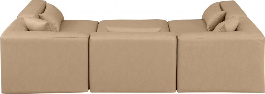Cube 108" Vegan Leather Upholstered 6pc. Modular Sectional