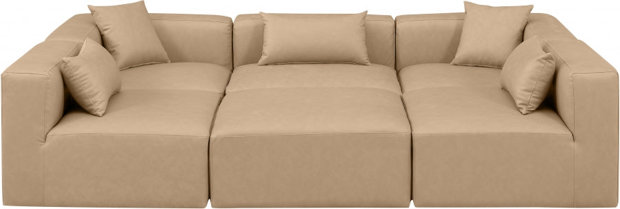 Cube 108" Vegan Leather Upholstered 6pc. Modular Sectional