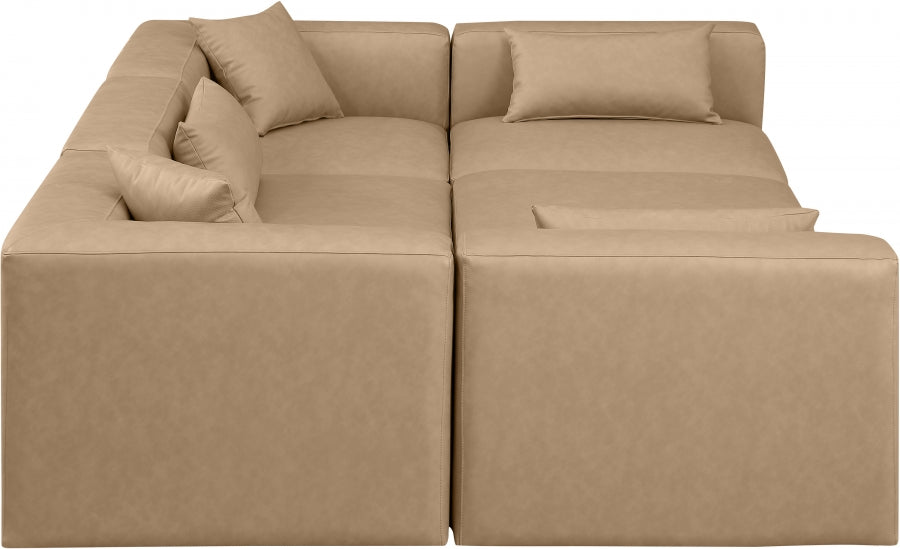 Cube 108" Vegan Leather Upholstered 6pc. Modular Sectional