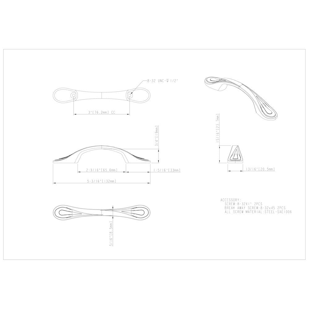 Hardware Resources 3" Center-to-Center Satin Nickel Westbury Cabinet Pull