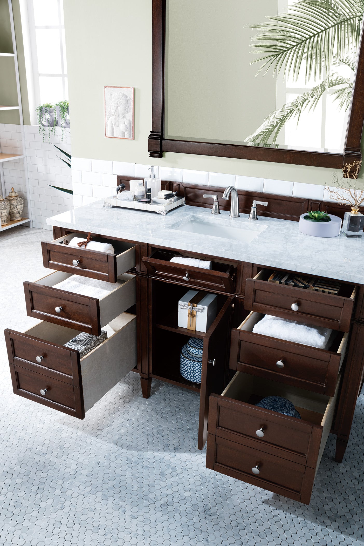 James Martin Brittany 60" Single Vanity in Burnished Mahogany with 3cm Countertop