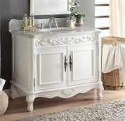 Chans Furniture HF-1092RA 39" Bathroom Vanity with Italian Carrara Marble Counter-top Benton Collection Carbone