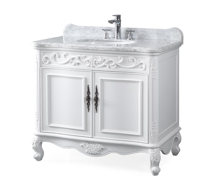 Chans Furniture HF-1092RA 39" Bathroom Vanity with Italian Carrara Marble Counter-top Benton Collection Carbone