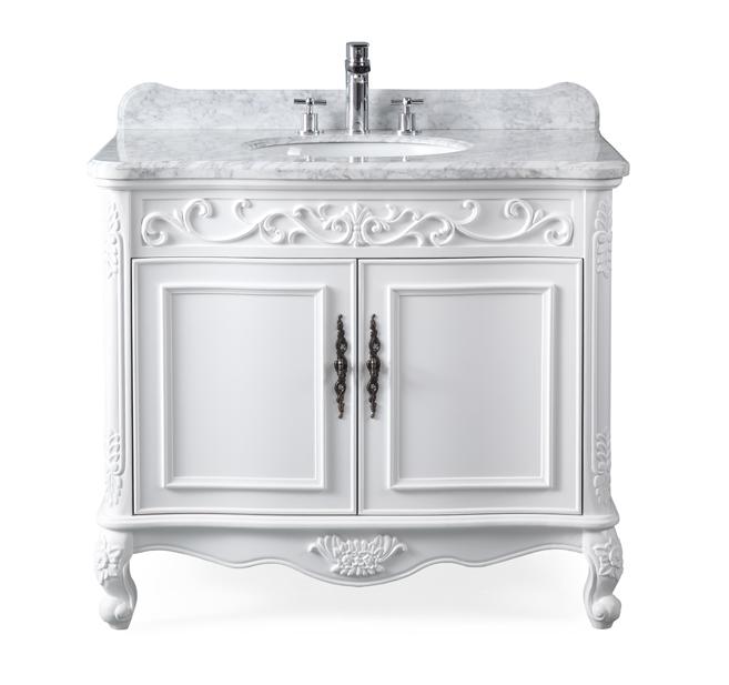 Chans Furniture HF-1092RA 39" Bathroom Vanity with Italian Carrara Marble Counter-top Benton Collection Carbone