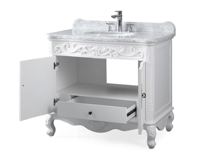 Chans Furniture HF-1092RA 39" Bathroom Vanity with Italian Carrara Marble Counter-top Benton Collection Carbone
