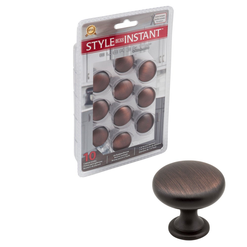 Hardware Resources 1-3/16" Diameter Satin Nickel Madison Cabinet Mushroom Knob