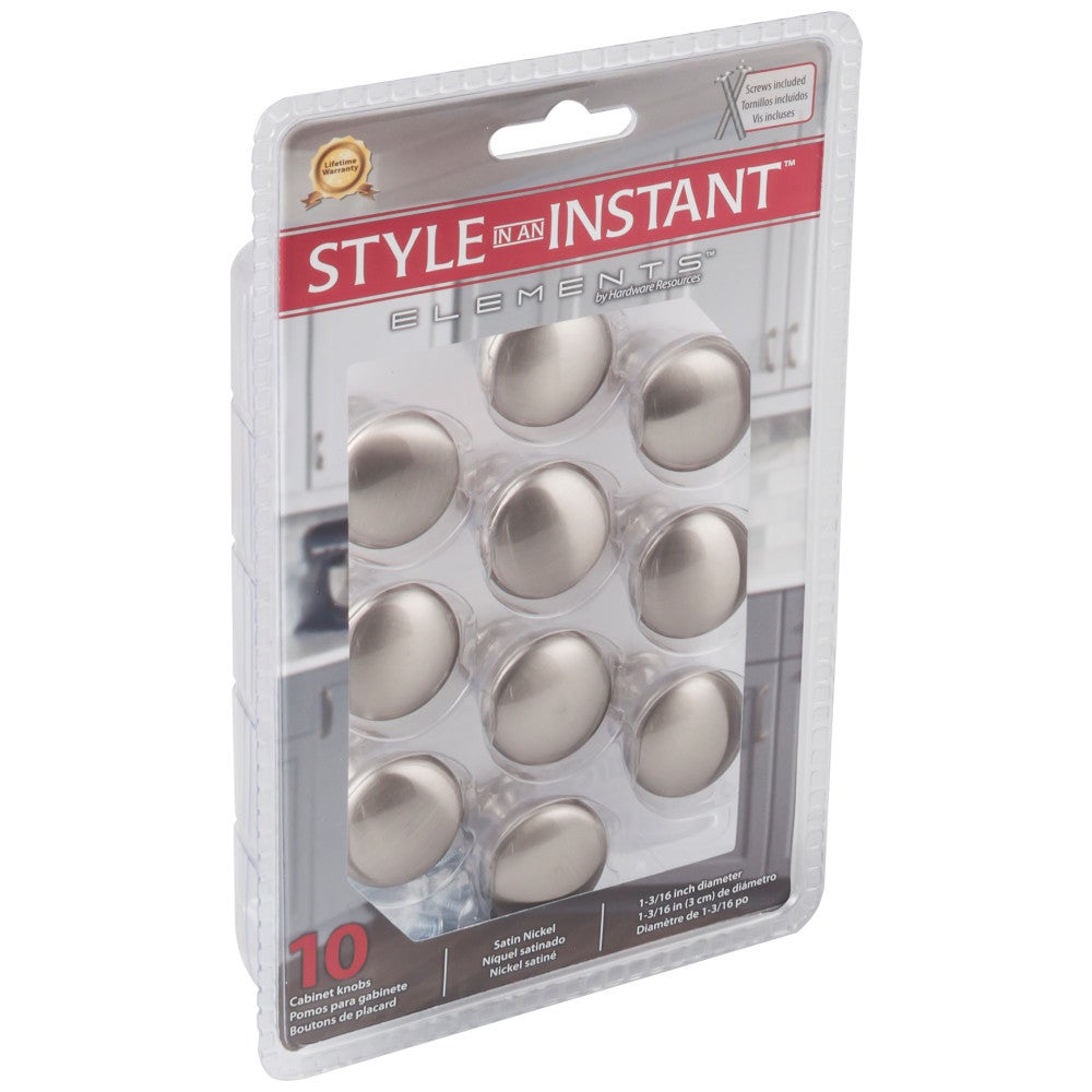 Hardware Resources 1-3/16" Diameter Satin Nickel Madison Cabinet Mushroom Knob
