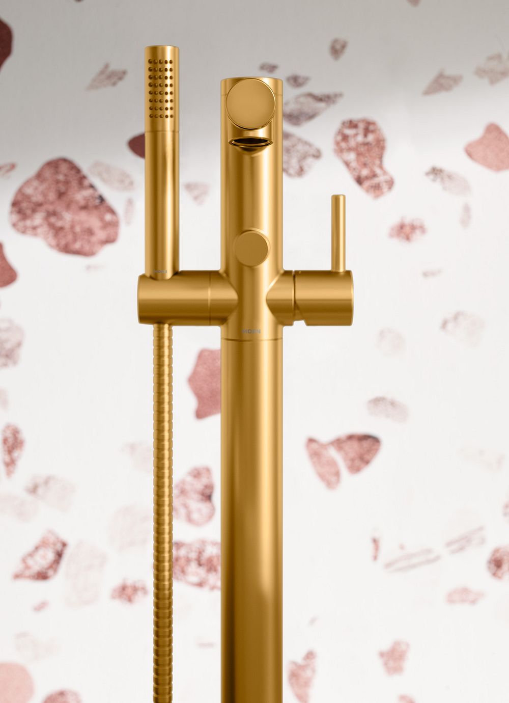 Align one-handle tub filler includes hand shower