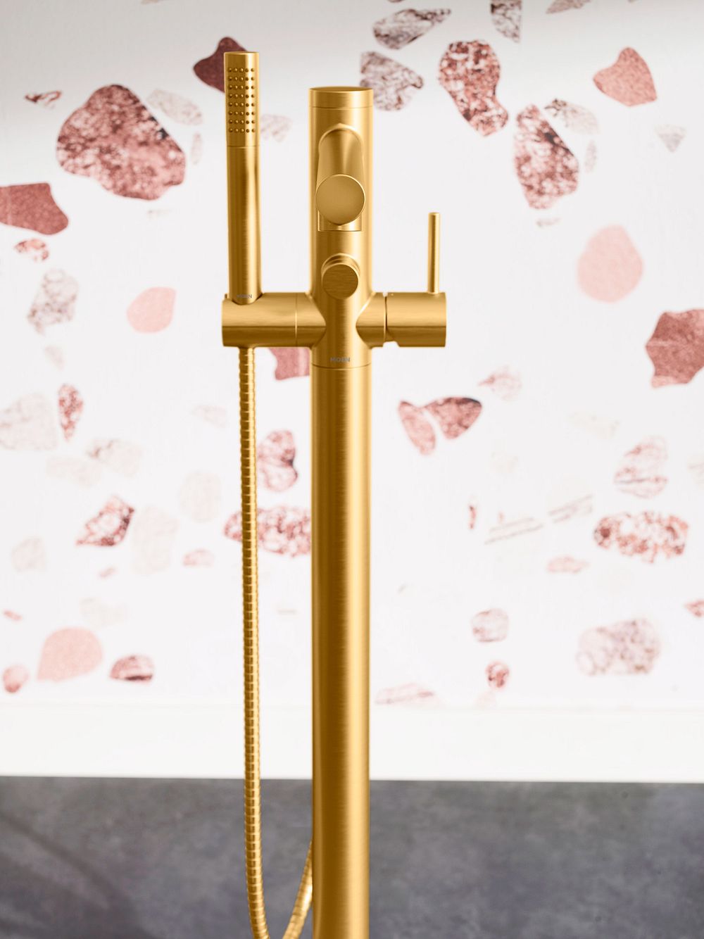 Align one-handle tub filler includes hand shower