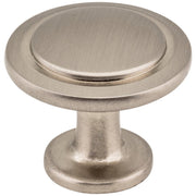 Hardware Resources 1-1/4" Diameter Satin Nickel Round Button Gatsby Cabinet Knob