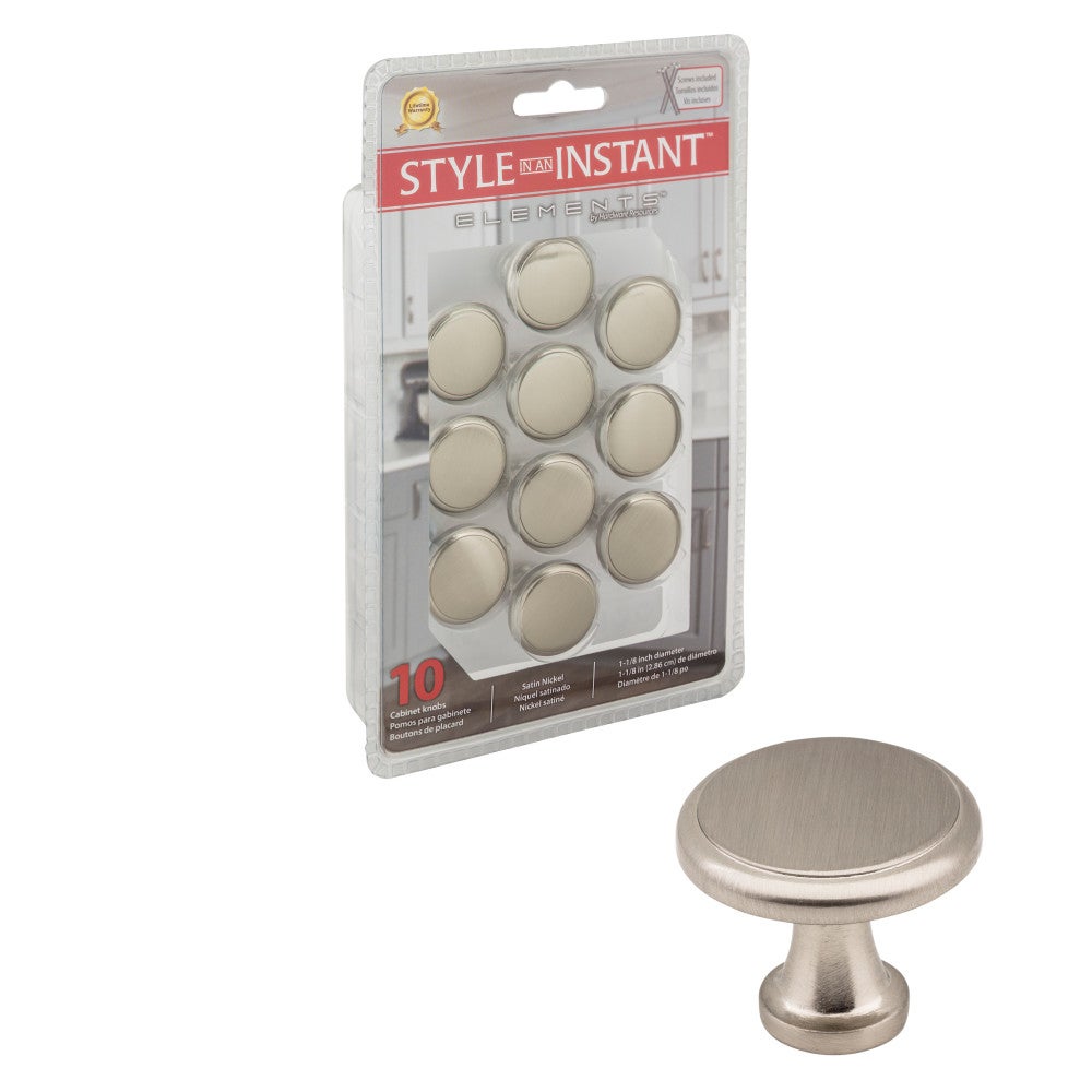 Hardware Resources 1-3/16" Diameter Satin Nickel Round Kenner Cabinet Knob
