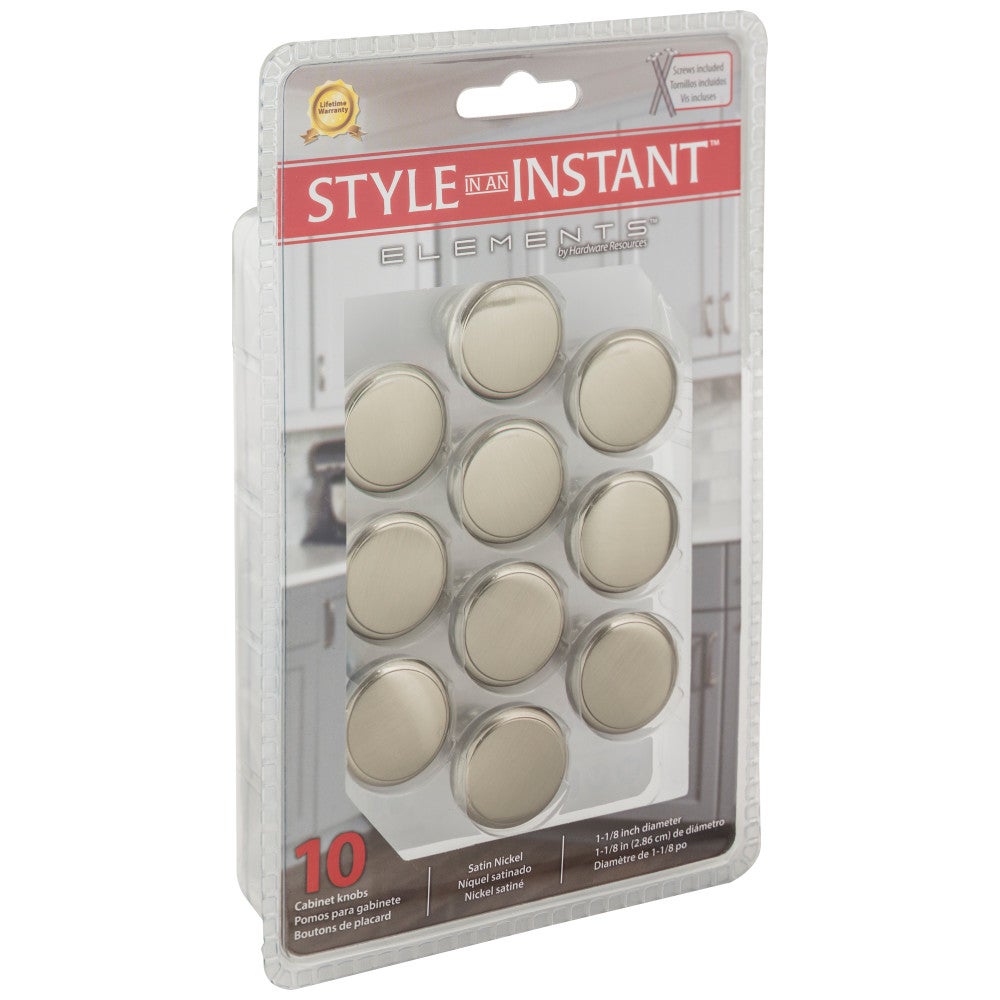 Hardware Resources 1-3/16" Diameter Satin Nickel Round Kenner Cabinet Knob