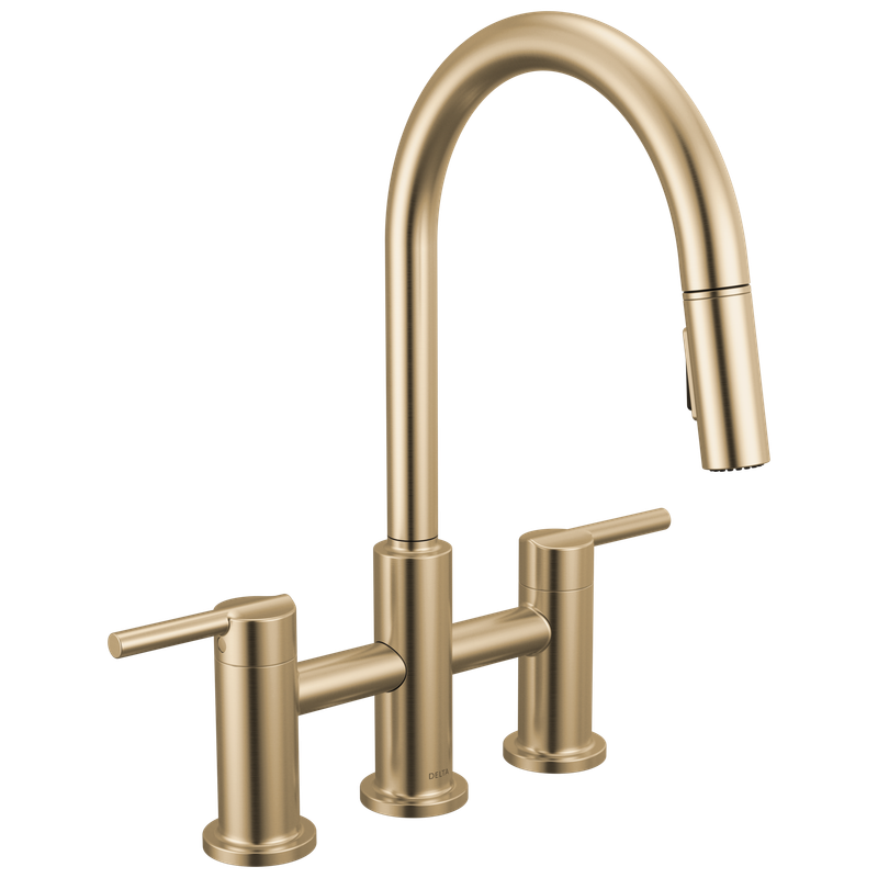 Delta Nicoli® Two Handle Pull-Down Bridge Kitchen Faucet