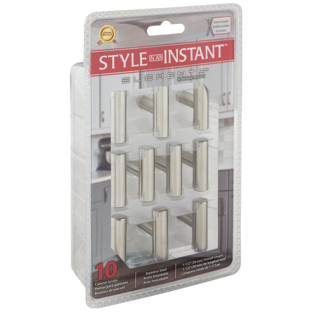 Hardware Resources 1-9/16" Overall Length Hollow Stainless Steel Naples Cabinet "T" Knob