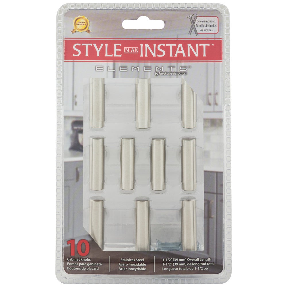 Hardware Resources 1-9/16" Overall Length Hollow Stainless Steel Naples Cabinet "T" Knob