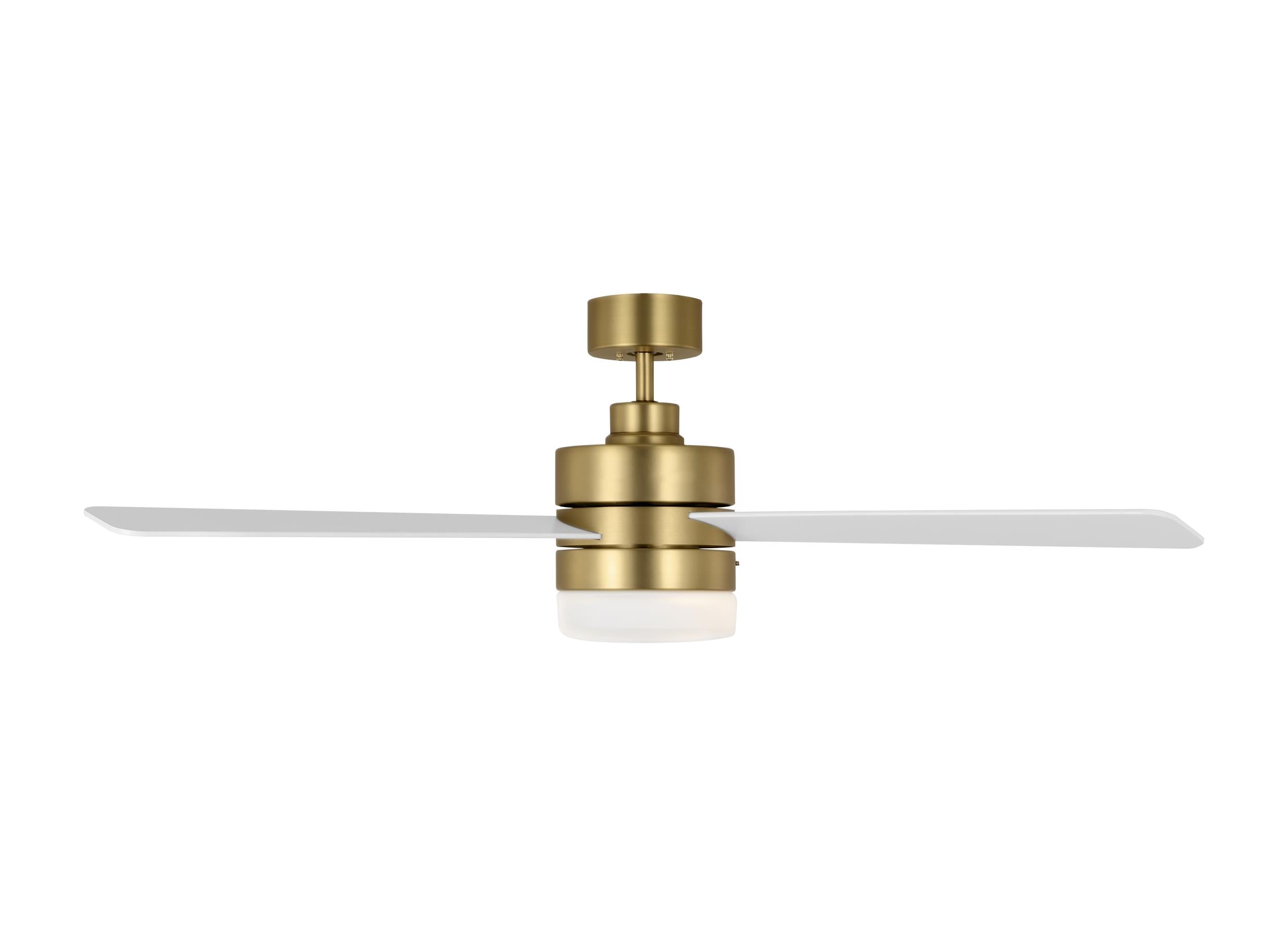 Era 52 LED Ceiling Fan in Burnished Brass with Matte White Blades and Light Kit