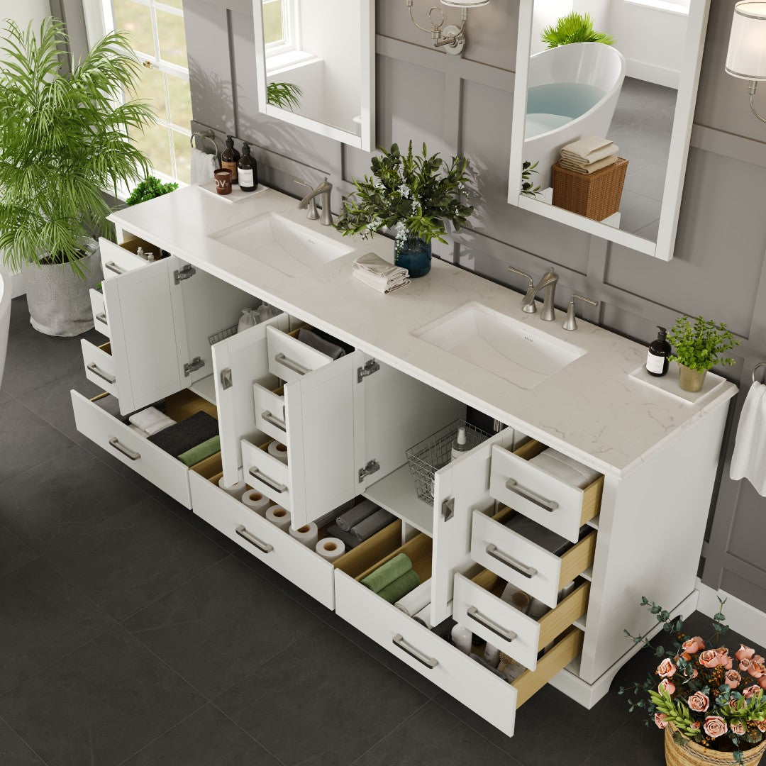 Eviva Storehouse Bath Vanity with  Counter Top and Undermount Porcelain Sinks