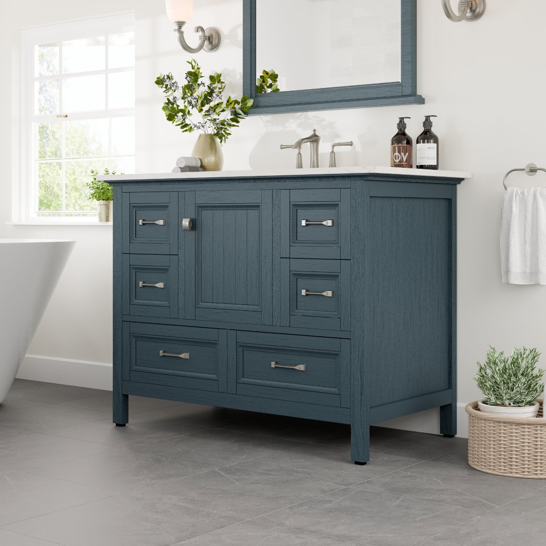 Eviva Britney Bath Vanity with Carrara Quartz Top and Undermount Porcelain Sink (24"-72")