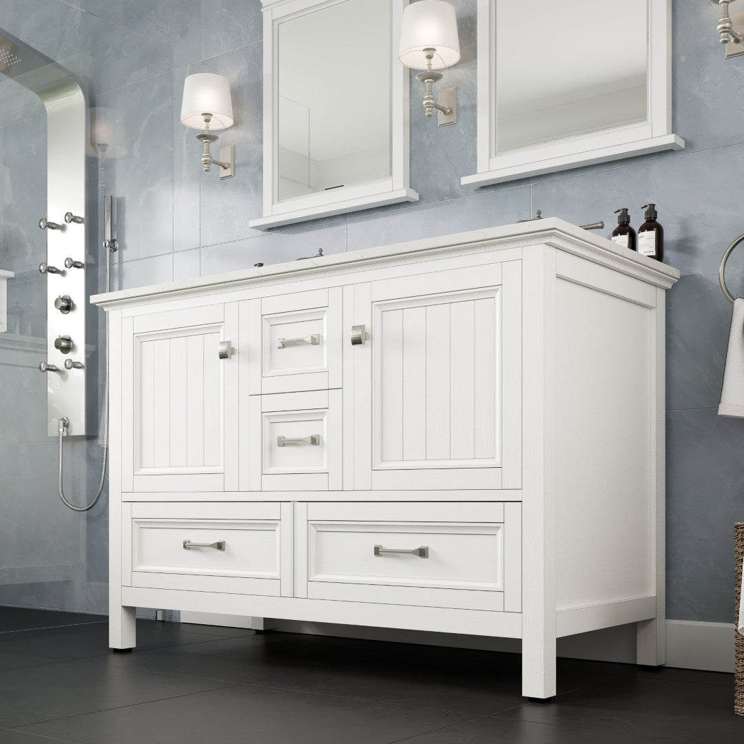 Eviva Britney Bath Vanity with Carrara Quartz Top and Undermount Porcelain Sink (24"-72")