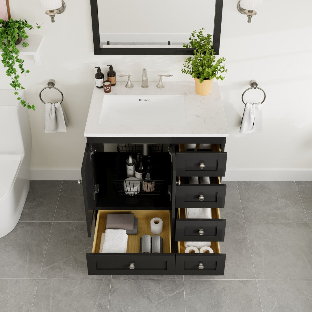 Eviva Acclaim Bath Vanity with Counter Top and Undermount Porcelain Sink (24"-30")