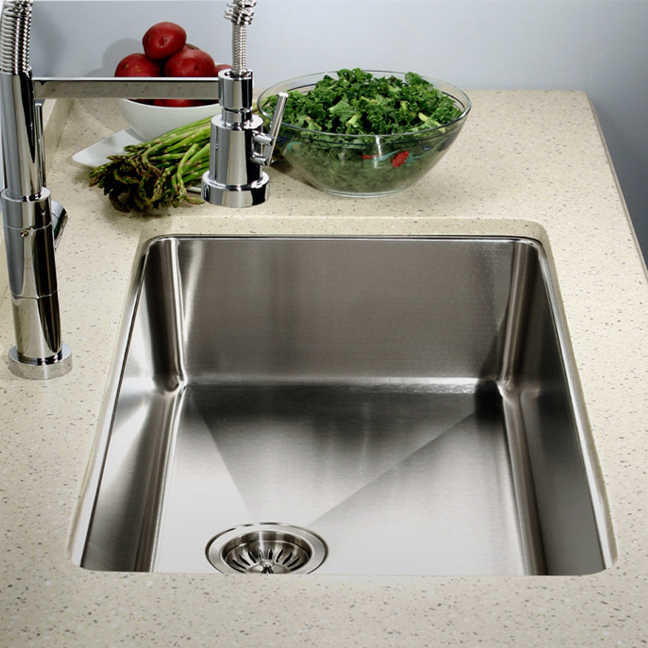 Houzer Nouvelle 23" Stainless Steel Undermount Single Bowl Kitchen Sink with Strainer & Grid