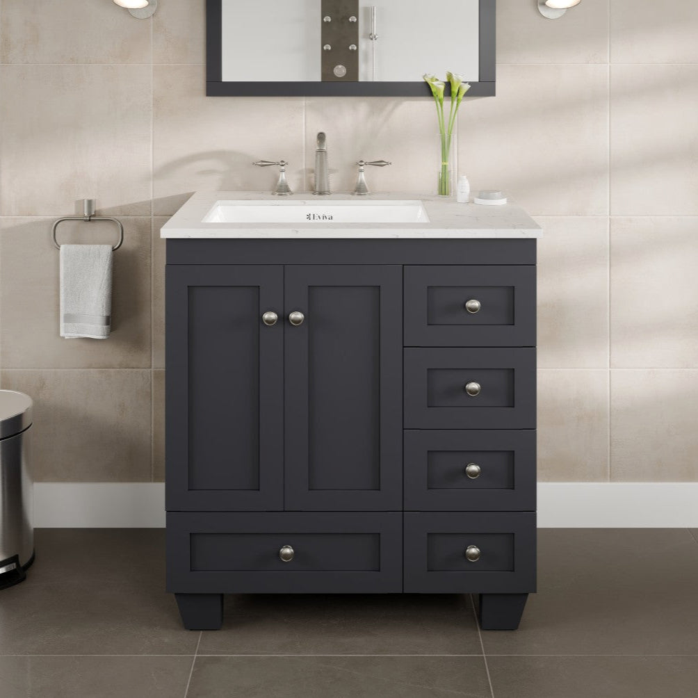 Eviva Acclaim Bath Vanity with Counter Top and Undermount Porcelain Sink (24"-30")