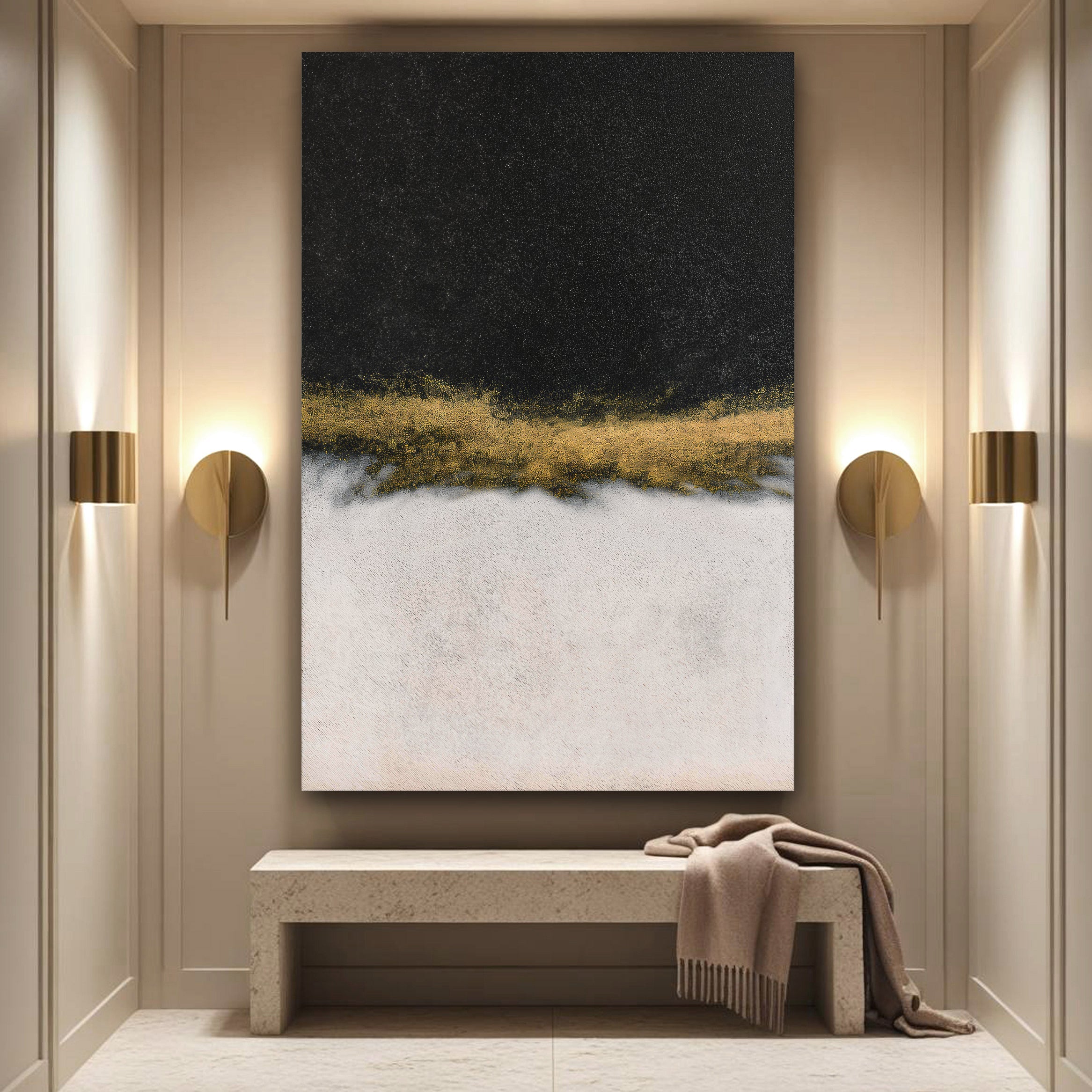 Minimalist Black and Gold Wall Art II