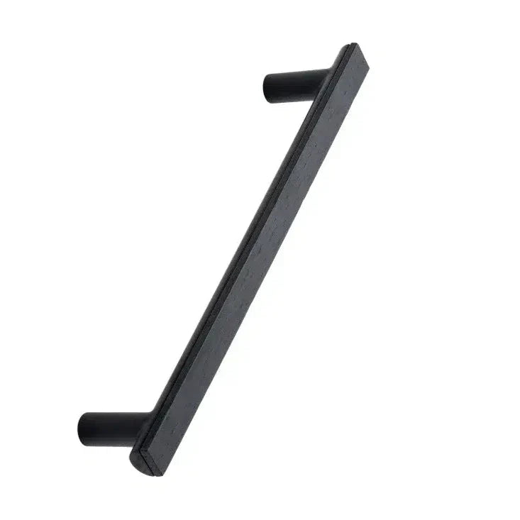 Stained Wood and Black "Bis" Cabinet Knob and Drawer Handle