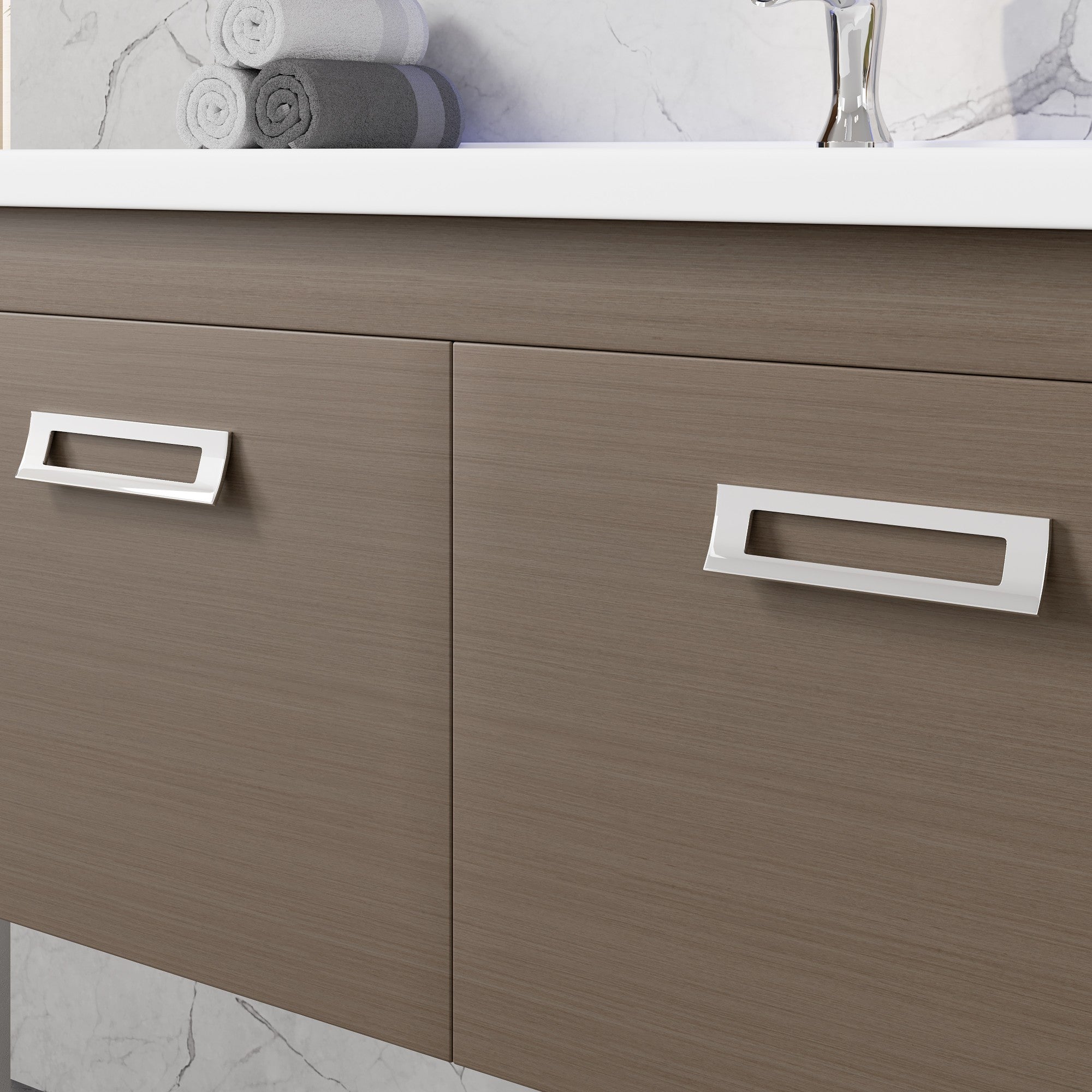 Eviva Orleans Wall Mount Bath Vanity with Porcelain Top and Integrated Sink