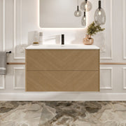 Eviva Lotus Wall Mount Bath Vanity with Solid Surface Top and Integrated Sink (30"-71")
