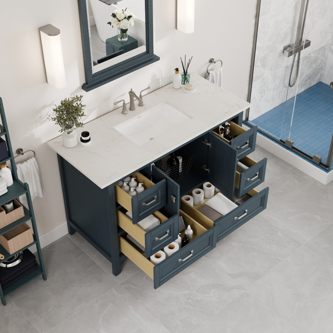 Eviva Britney Bath Vanity with Carrara Quartz Top and Undermount Porcelain Sink (24"-72")