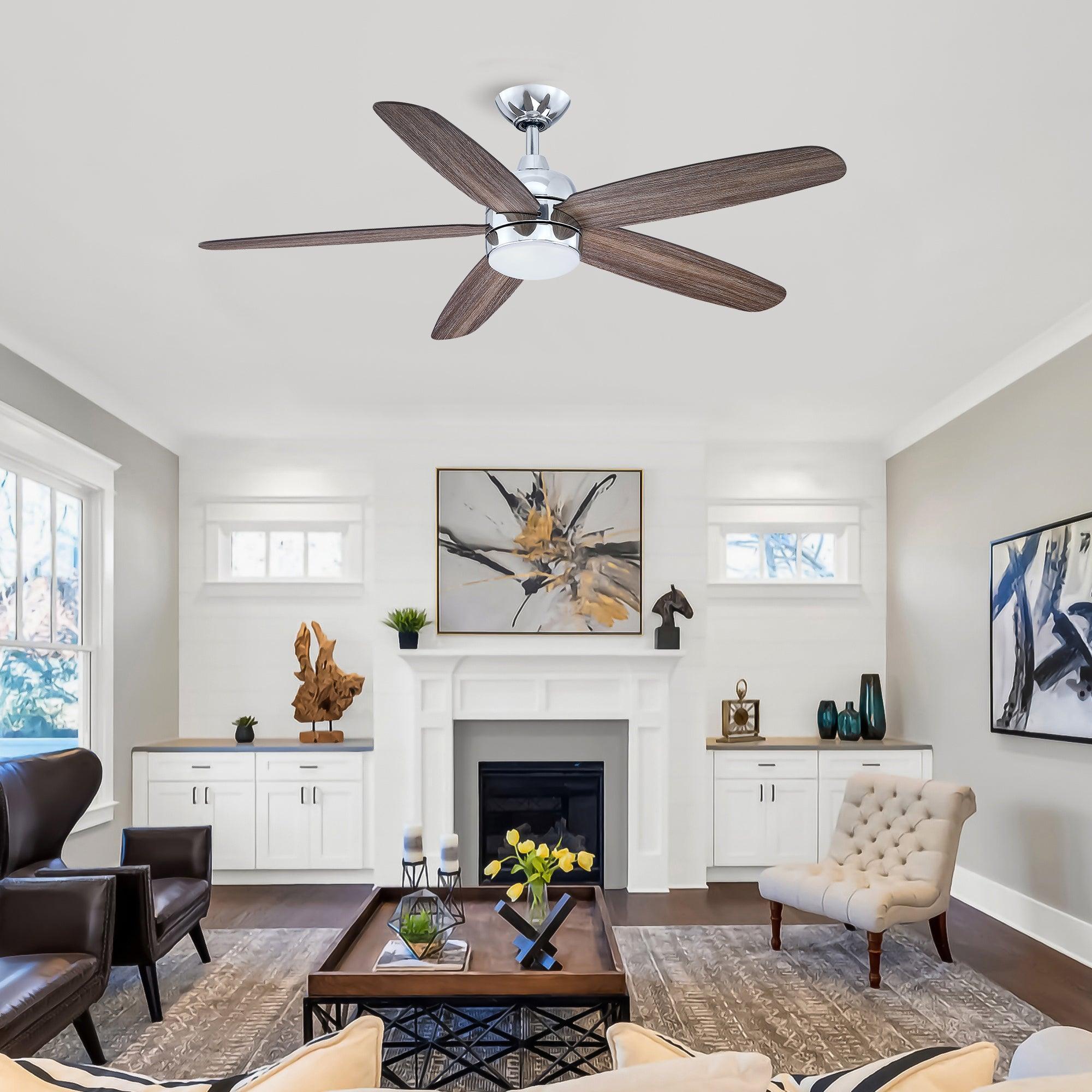 52" Dicken Farmhouse Downrod Mount Reversible Ceiling Fan with Lighting and Remote Control