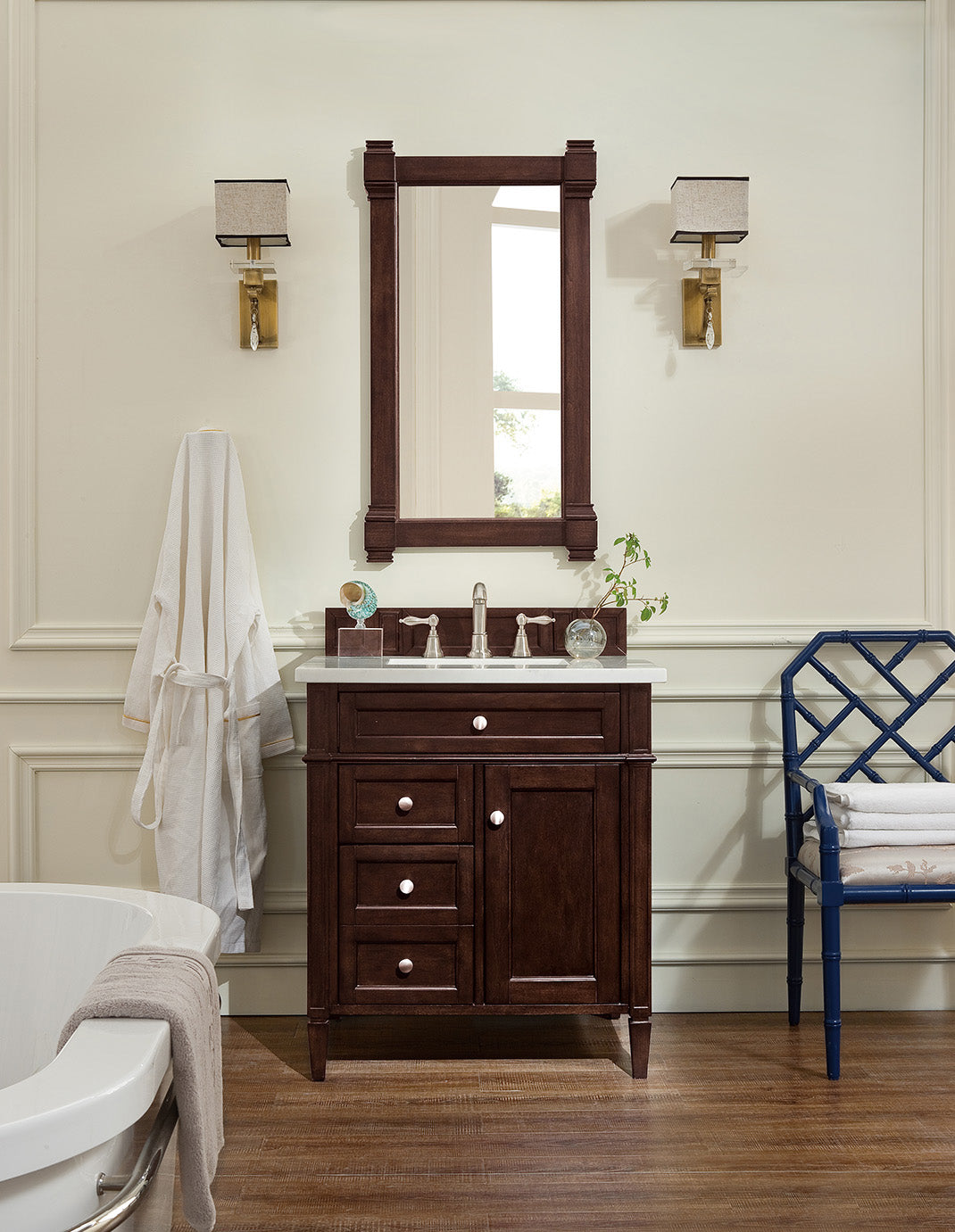 James Martin Brittany 30" Single Vanity in Burnished Mahogany with 3cm Countertop