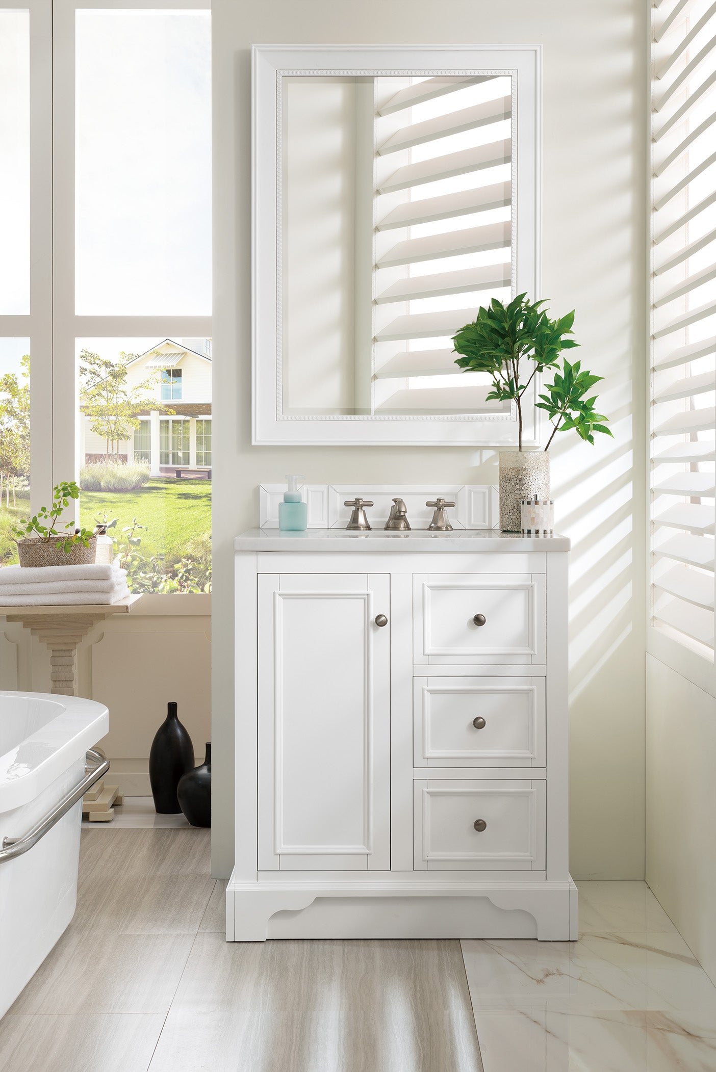 James Martin De Soto 30" Single Vanity in Bright White with 3cm Countertop