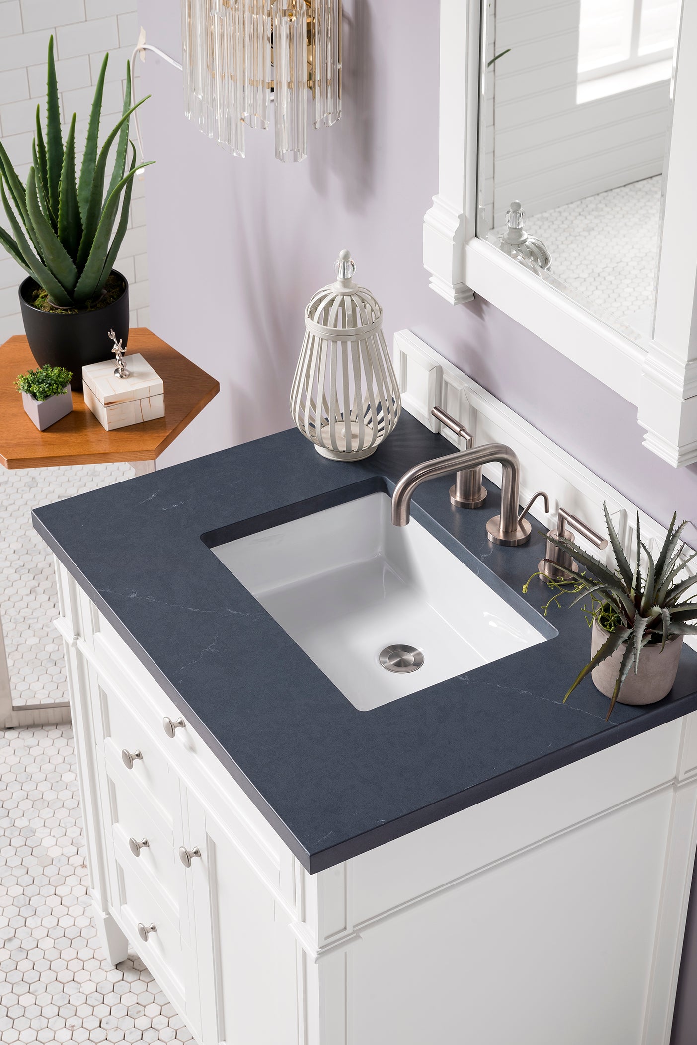 James Martin Brittany 30" Single Vanity in Bright White with 3cm Countertop