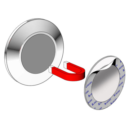OUTLINE - Magnetic Shaving/Make-up Mirror - Self-Adhesive wall plate in Polished Chrome