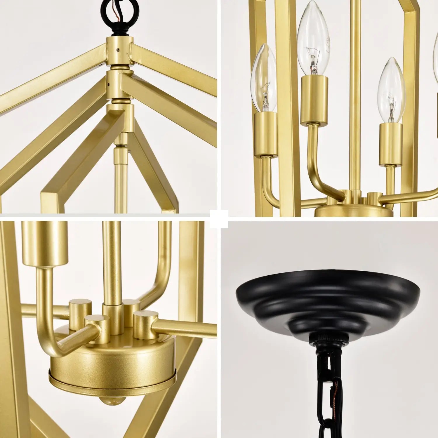 4 Light Farmhouse Chandelier Hanging Lights Pendant with Modern Design