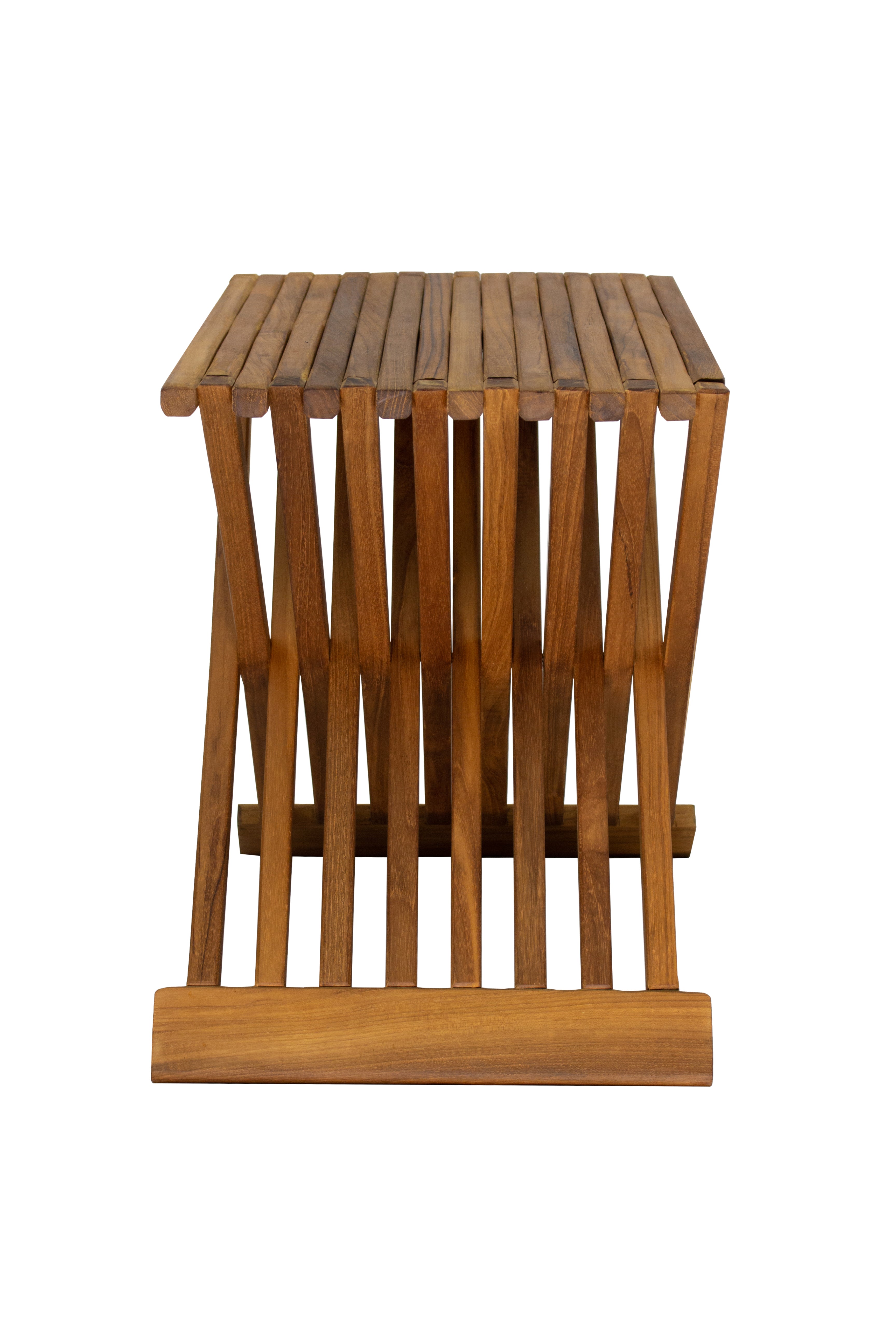 Winchester Teak Shower and Bath Folding Stool with Horizontal Slats
