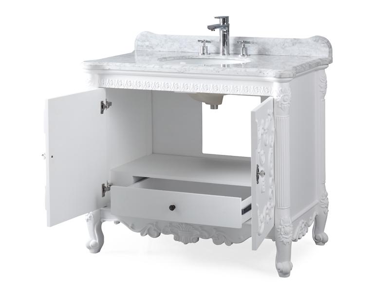 Chans Furniture HF-1091RA 40" Benton Collection Bellissimo Bathroom Vanity with Italian Carrara Marble
