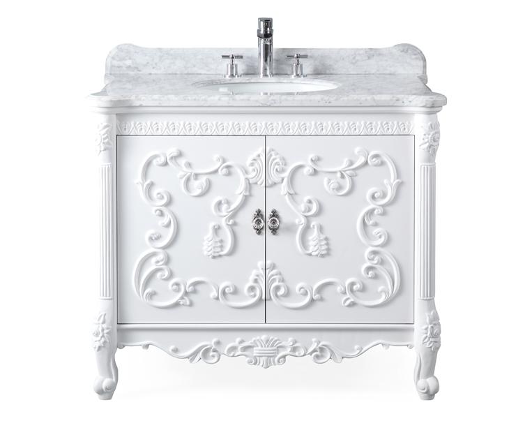 Chans Furniture HF-1091RA 40" Benton Collection Bellissimo Bathroom Vanity with Italian Carrara Marble