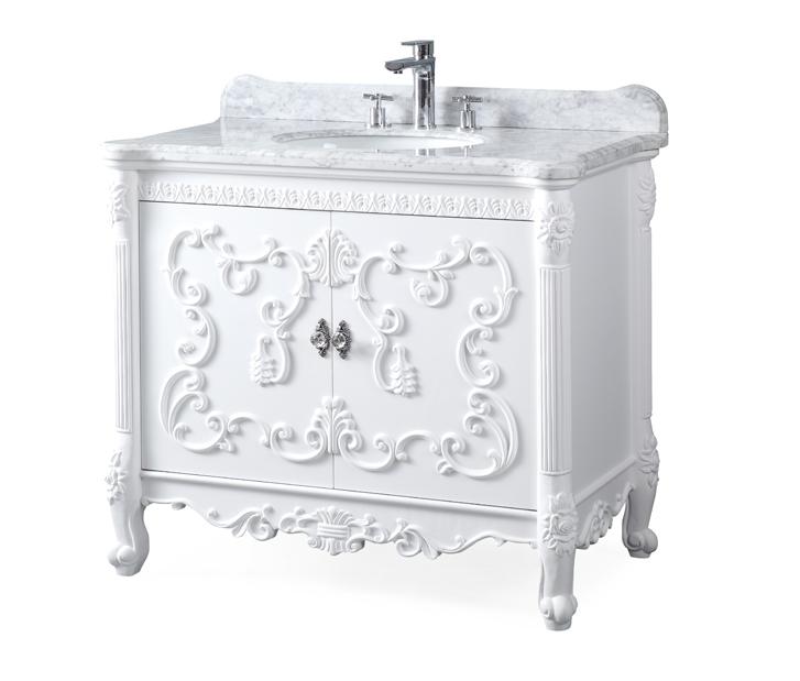 Chans Furniture HF-1091RA 40" Benton Collection Bellissimo Bathroom Vanity with Italian Carrara Marble