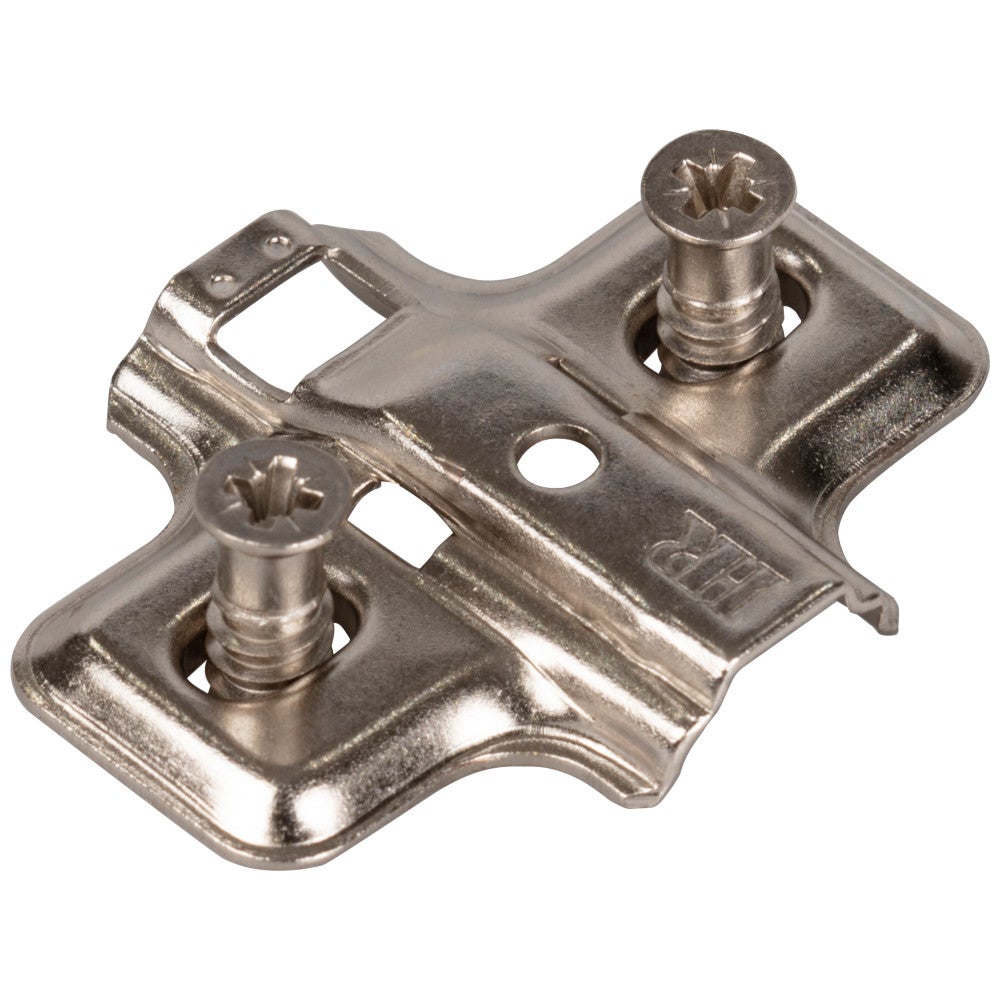 Hardware Resources HR MAX Standard Duty 0 mm Non-Cam Adjustable Steel Plate with Euro Screws for 500 Series European Hinges