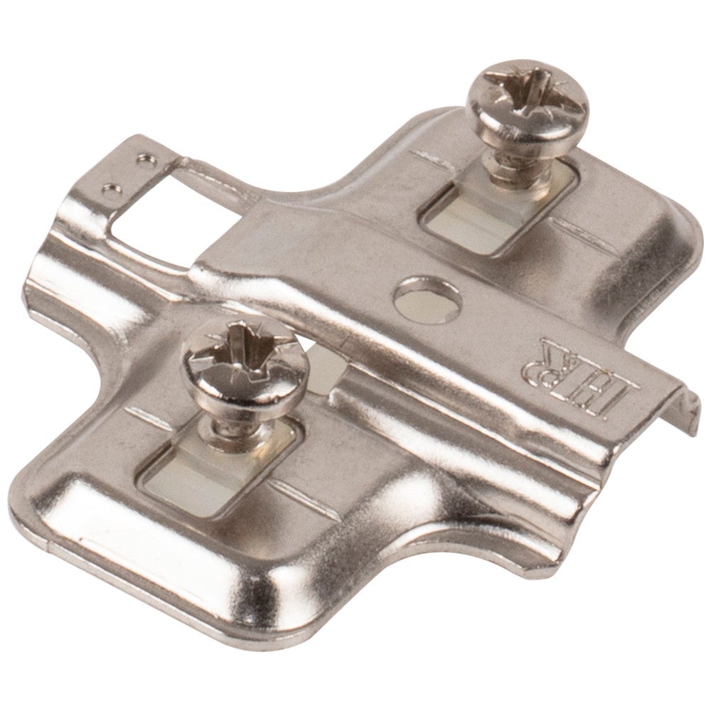 Hardware Resources HR MAX Standard Duty 0 mm Non-Cam Adj Steel Plate with Wood Screws & 5 mm Exp Dowels for 500 Series Euro Hinges