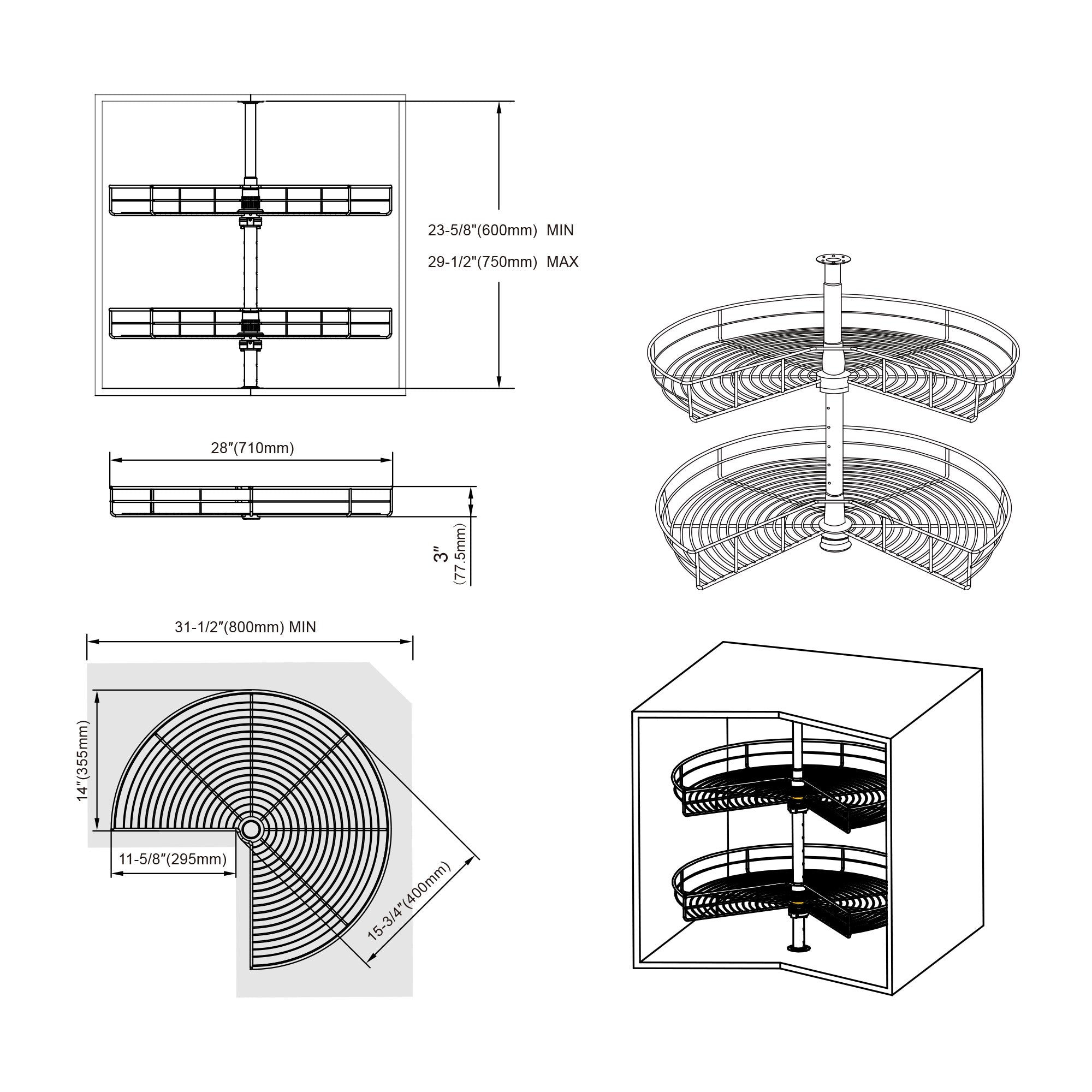 Base Corner Lazy Susan - 4001 270 28
