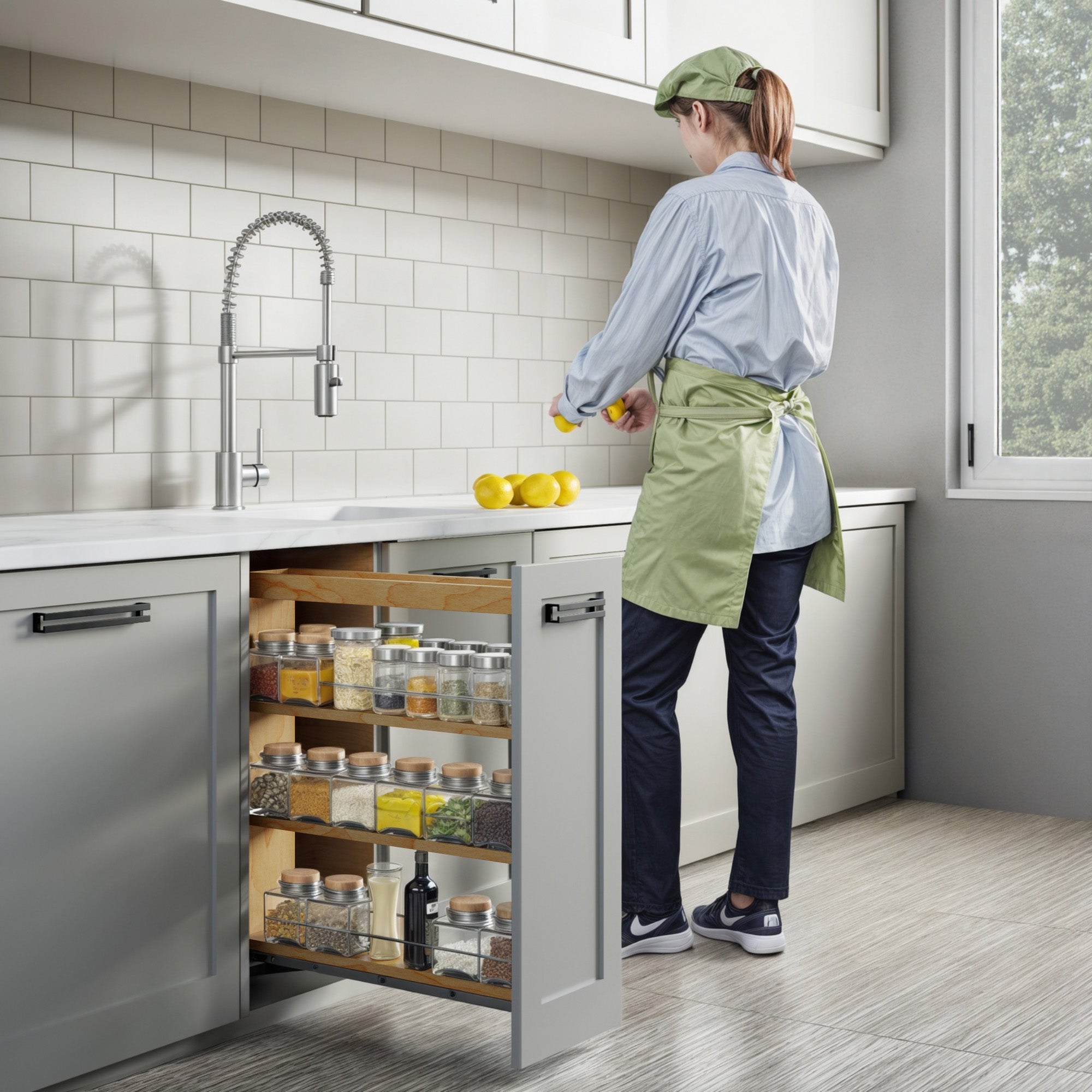 5" Base Pullout Organizer with Adjustable Shelves-4004 0524