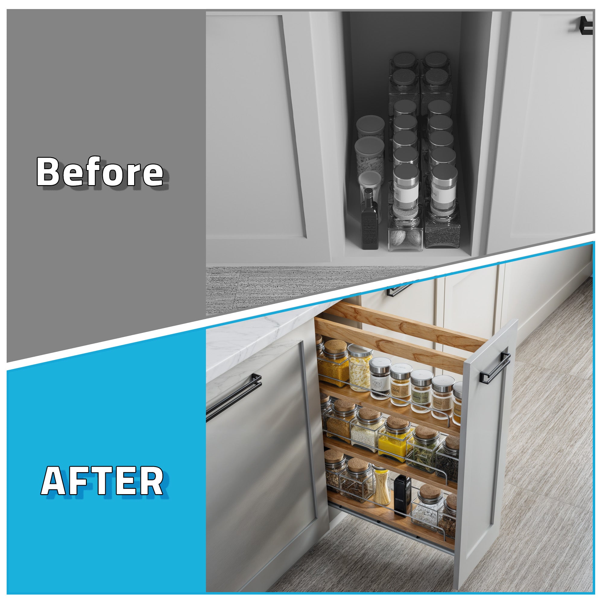 5" Base Pullout Organizer with Adjustable Shelves-4004 0524