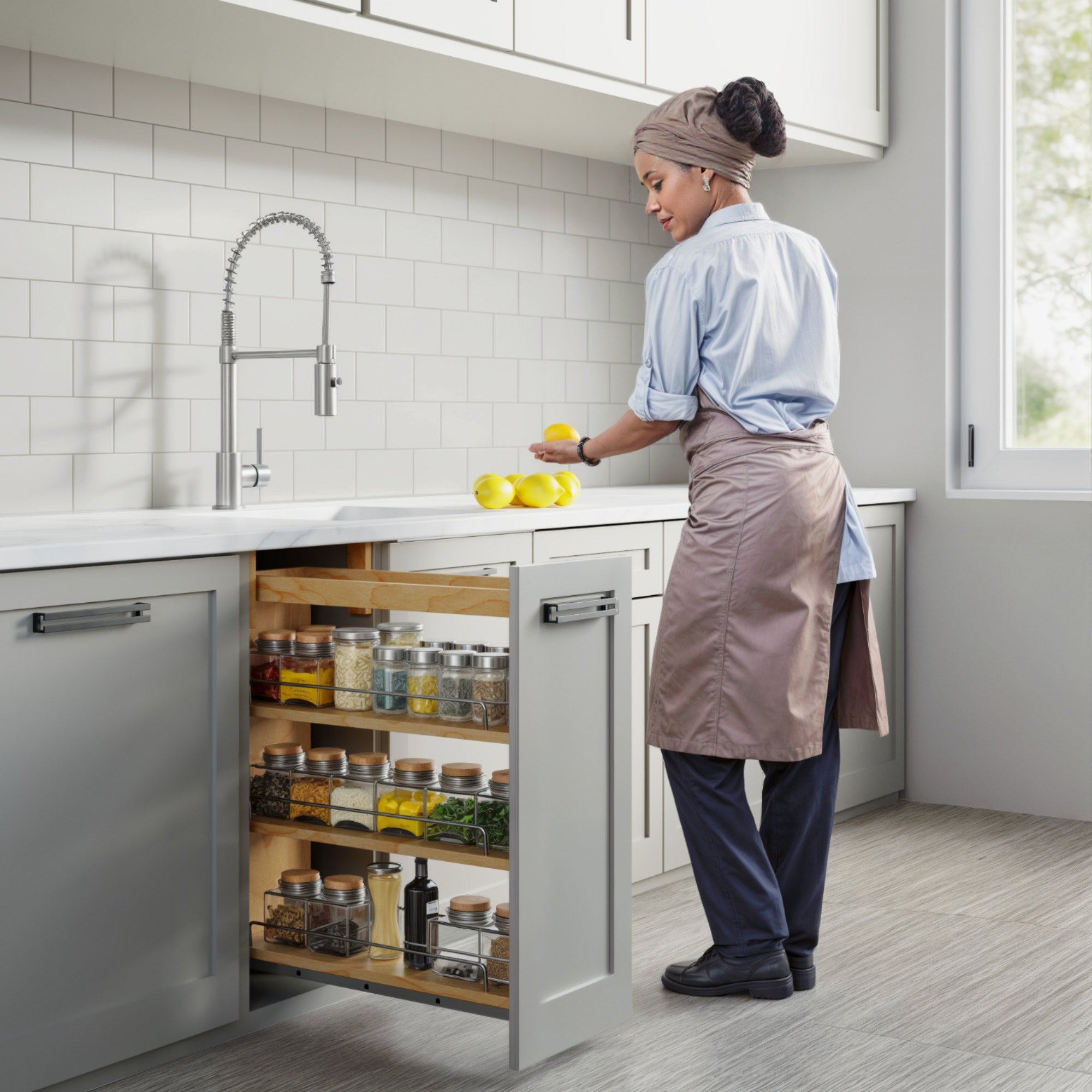 8" Base Pullout Organizer with Adjustable Shelves-4004 0824