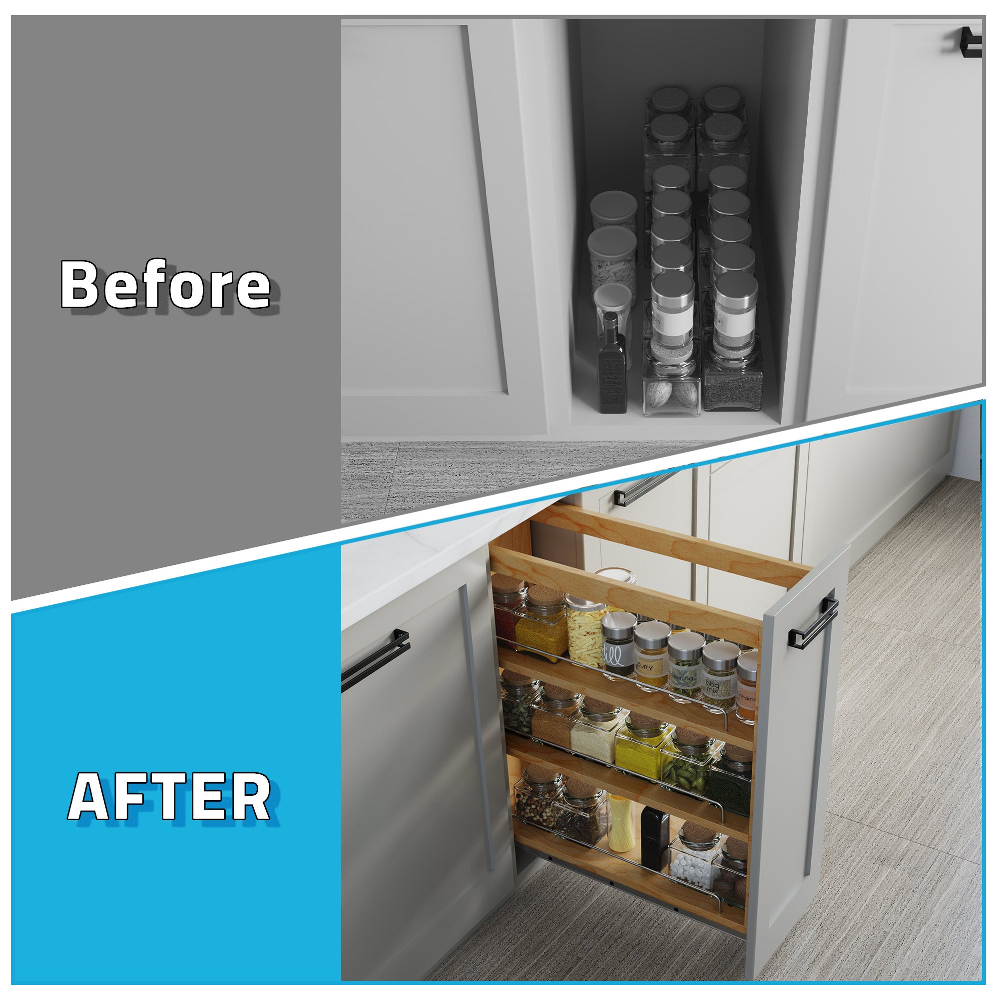 8" Base Pullout Organizer with Adjustable Shelves-4004 0824