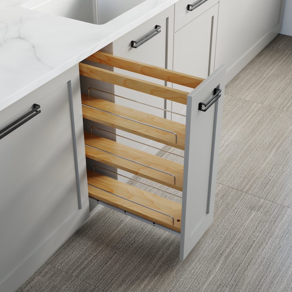 5" Base Pullout Organizer with Adjustable Shelves-4004 0524