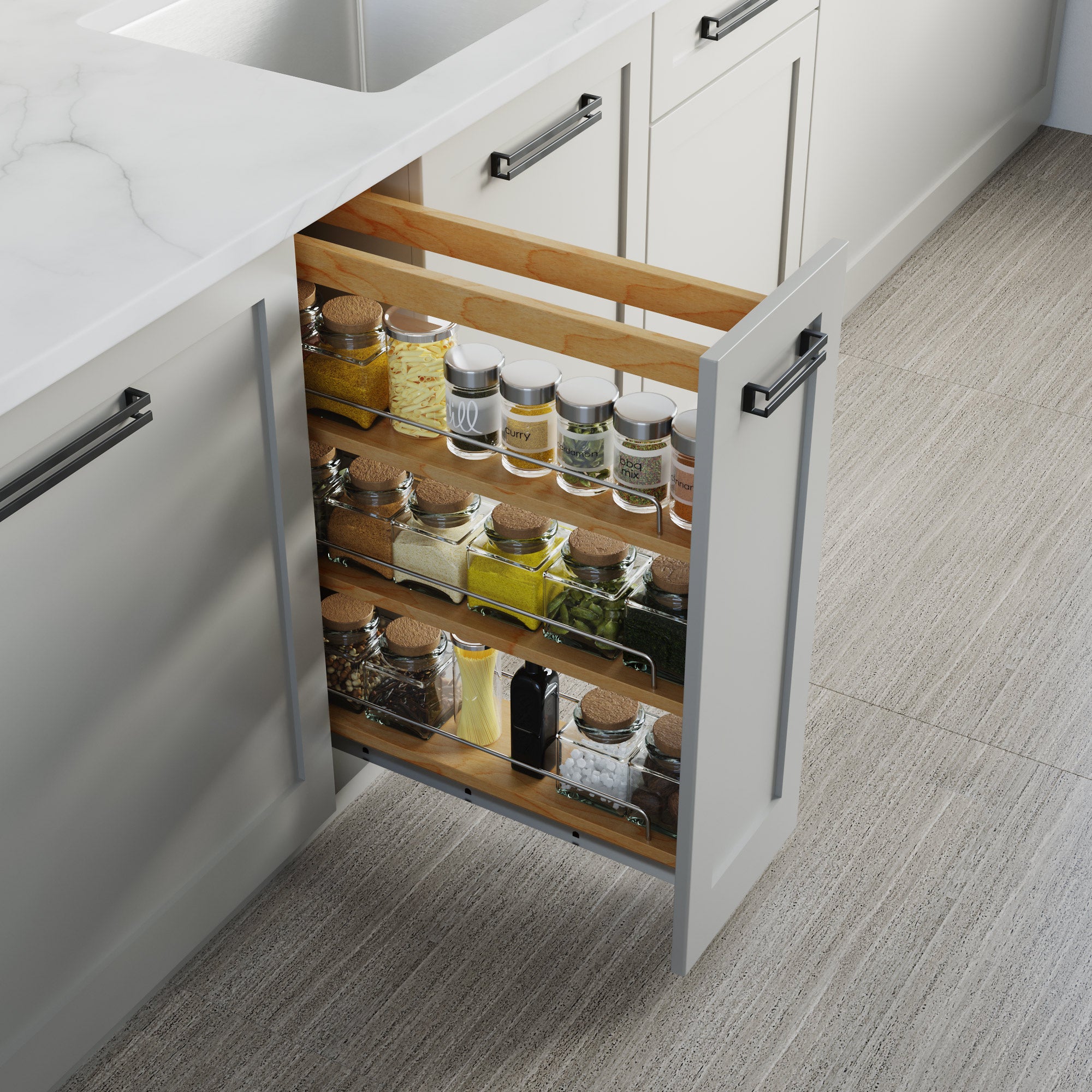 5" Base Pullout Organizer with Adjustable Shelves-4004 0524